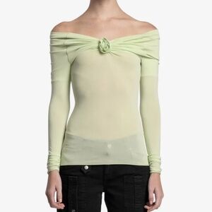 Blumarine sheer longsleeve with rose detail